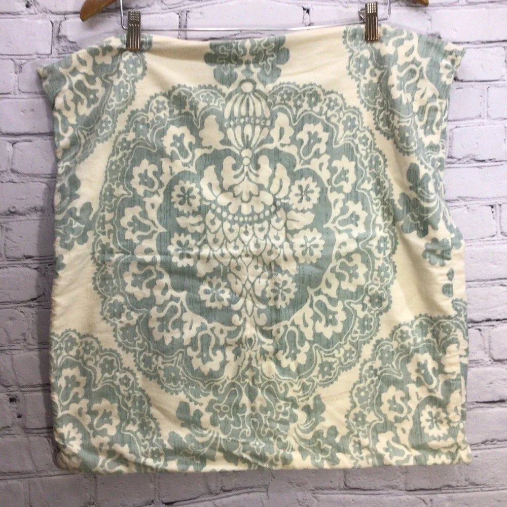 Pottery Barn‎ Pillow Sham Cover Zippered Green White 24X24